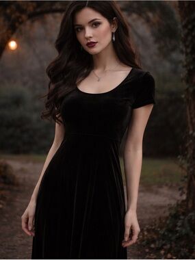NWT VTG Laura Ashley Velvet Green Maxi Dress Small Whimsigoth Boho Dark Romantic